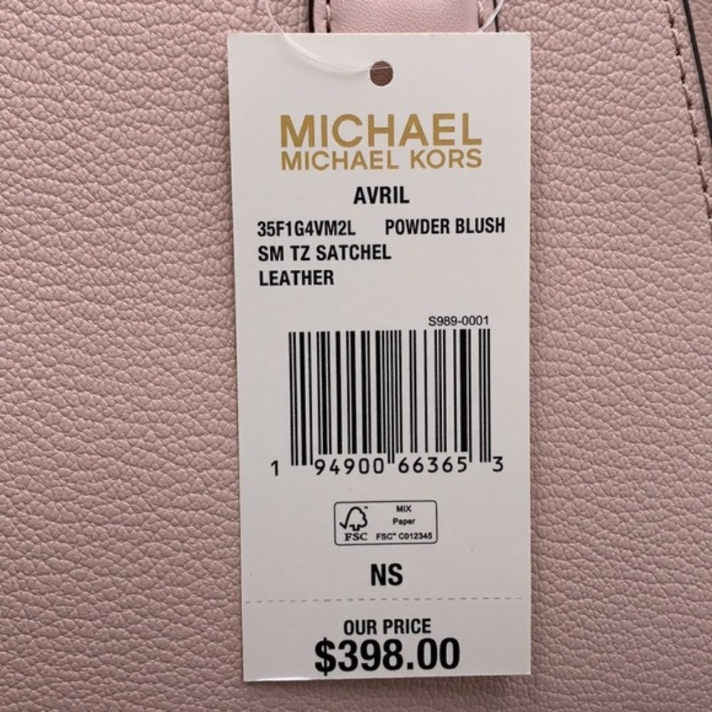 Michael Kors Avril Small Leather Top-Zip Satchel Powder Blush color - Picture 15 of 16